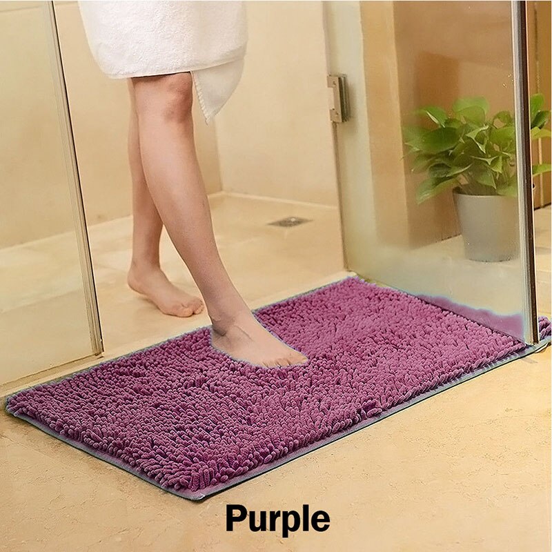 Absorbent Bath Mats for Tub Non - Slip Grey for Bathroom Floor Bath Rug Floor Washable Rug Set Kitchen Tools Non-slip mat: Purple 