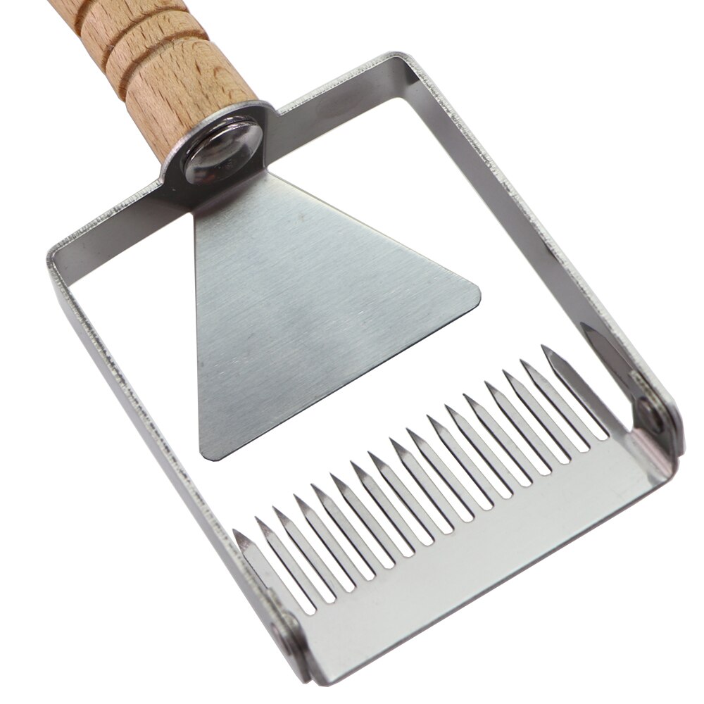 Multifunctional Beehive Honey Cutter Uncapping Fork Wooden Handle Honeycomb Scraper Stainless Steel Knife Shovel Beekeeping Tool