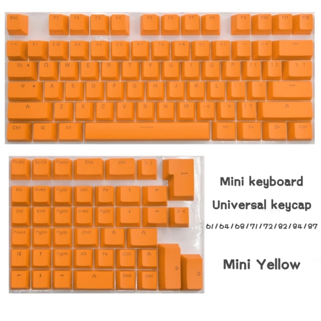 Eagiacme PBT Tastenkappen Für Mini Mechanische Tastatur Anzug Für 61/64/68/71/82/84 Layout Tastatur Mit Transparent RGB Buchstaben: Yellow