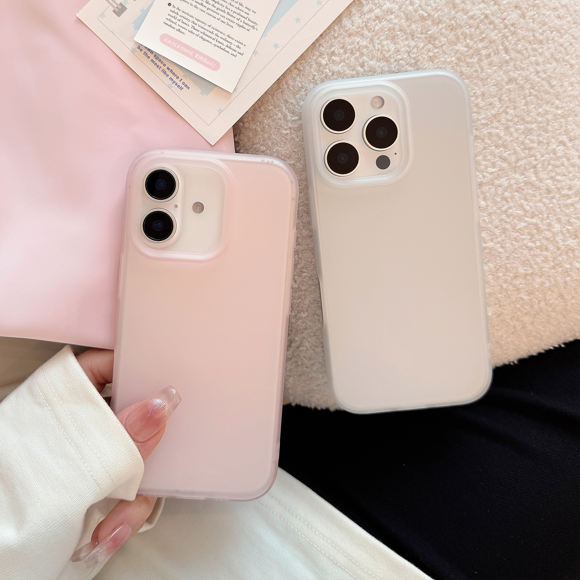 Simple transparente rosa transparente blanco Color sólido suave mate funda protectora de teléfono para iPhone 11 12 13 14 15 16 17 Pro Max