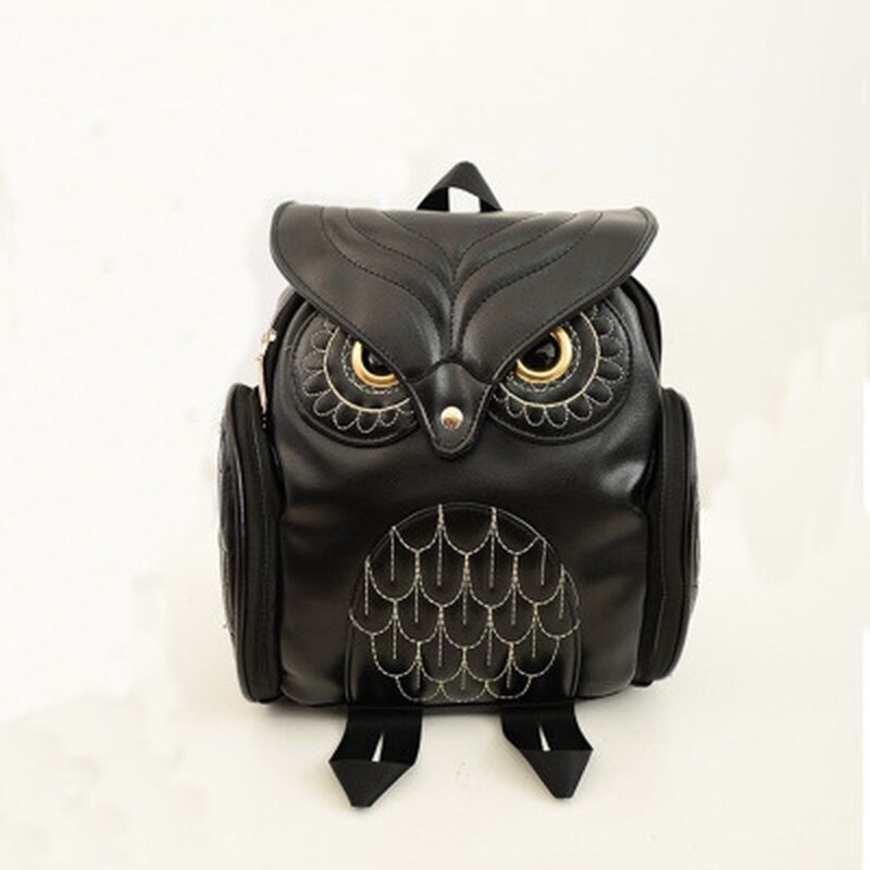 Uil Vorm Reliëf Schouder Rugzak Tassen Satchel Reistas Mode Vrouwen Pu Rugzak Toevallige: Black