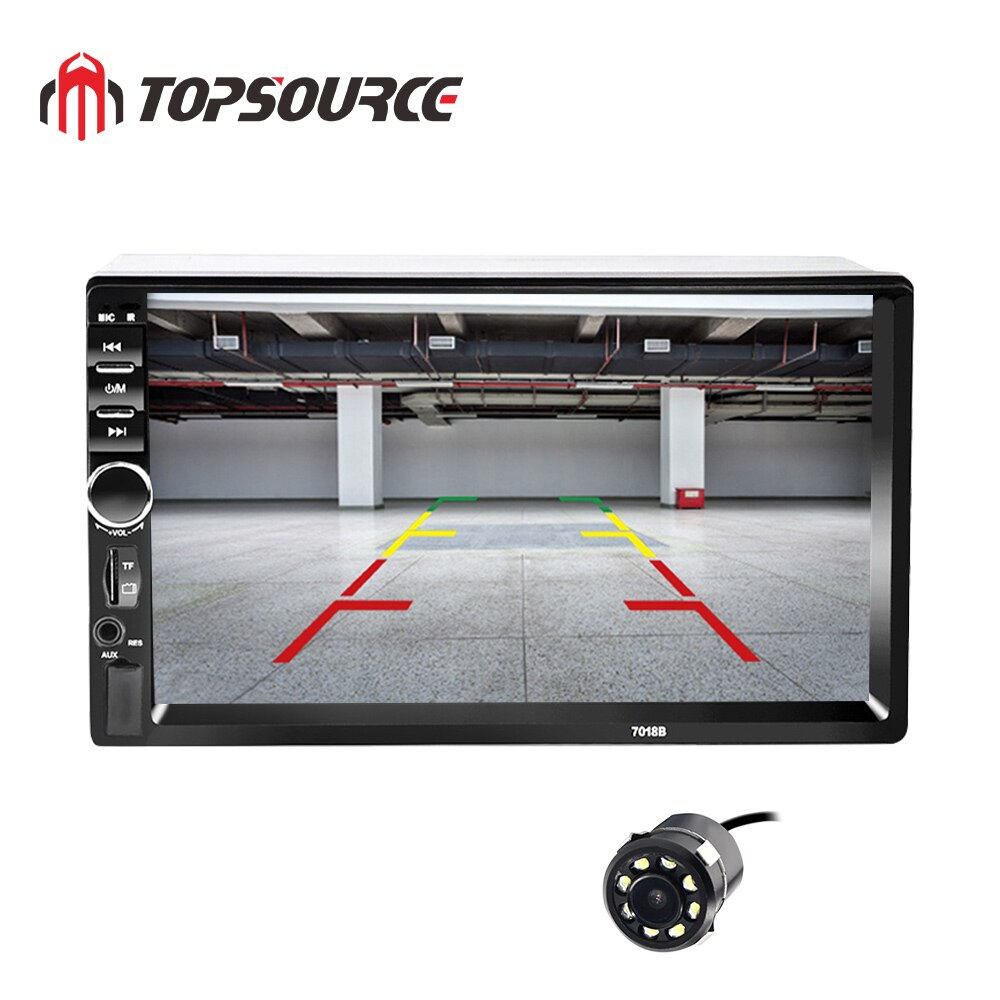 Topsource 7018b 7 tums bluetooth audio pekskärm bilradio bil audio stereo bil  mp4 mp5 spelare usb support för sd/mmc