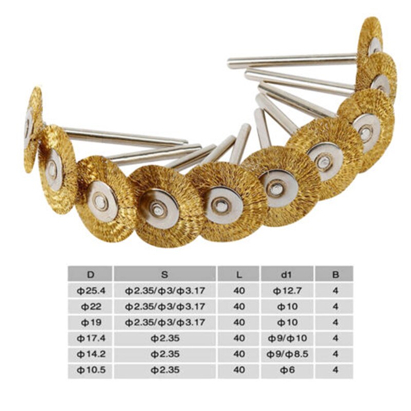 10 Pcs 3.17x22mm Rust Removing Brushes Polish Polishing Brush Rotary Grinder Tool Copper Wire Brushes Metal Brush Brush
