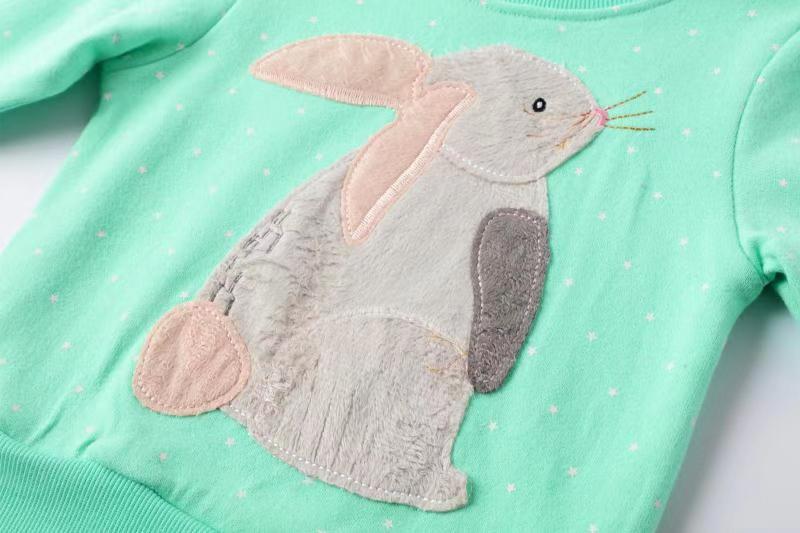SAILEROAD Animal lapin broderie enfants Sweatshirts pour filles à manches longues chemises automne enfants vêtements à capuche filles hauts