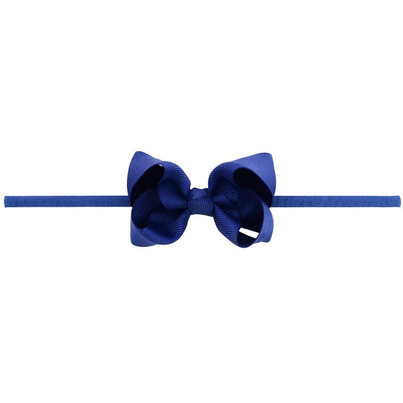 Baby Kids Kleine Leuke Hoofdband DIY boog-knoop Grosgrain Lint Boog Dunne Elastische Tulband Haarbanden Meisjes Hoofdbanden haar Accessoires: 01 Navy Blue