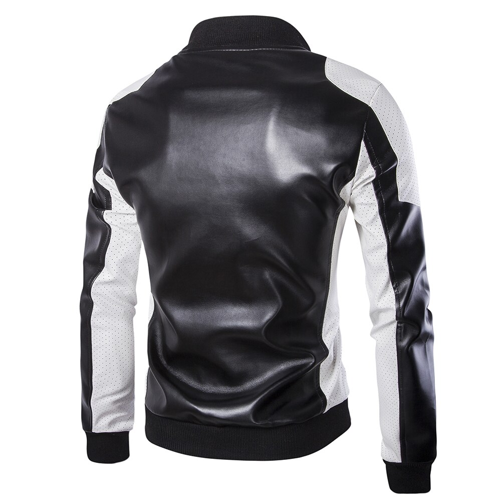 Män vita skinnjackor och rockar pu matchar färg överrock m -5xl ayg 94