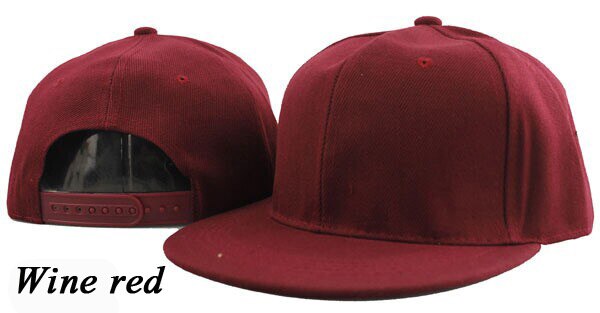 Mode Unisex Pure Kleur Platte Rand Dans Hoed Hiphop Hoeden hiphop Cap Blanco Baseball Caps Mannen Vrouwen Snapbacks Verstelbare: Wine red