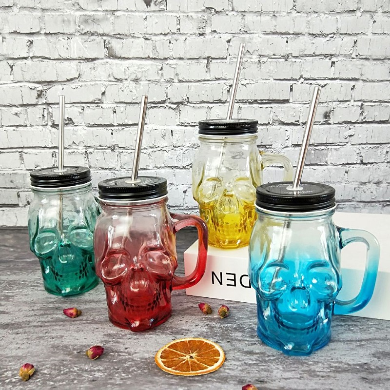 Creatieve Schedel Gradiënt Cup Multicolor Transparante Vodka Wijn Glas Whisky Bedekt Sap Stro Drink Cup Bar Tool Water Cup