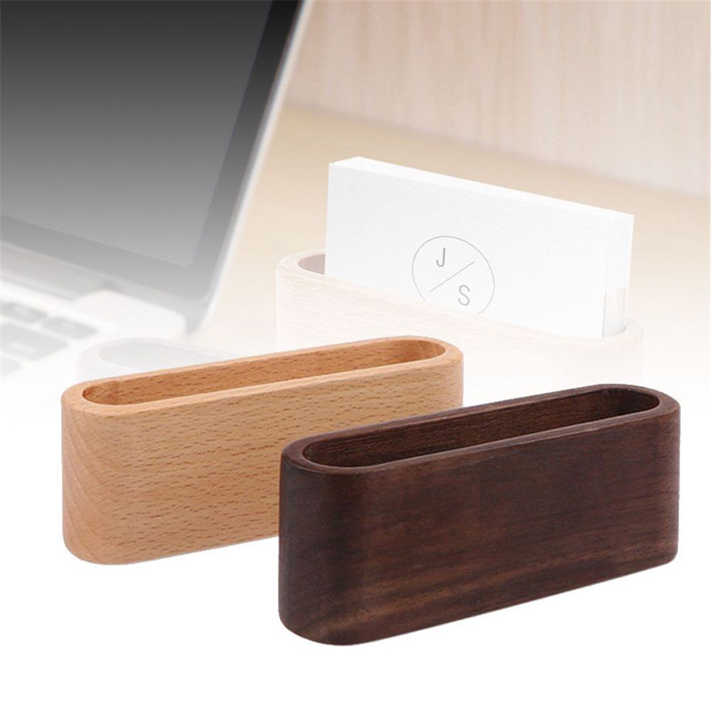Wooden Desk Organizer Business Card Holder Display Device Card Stand Yellow