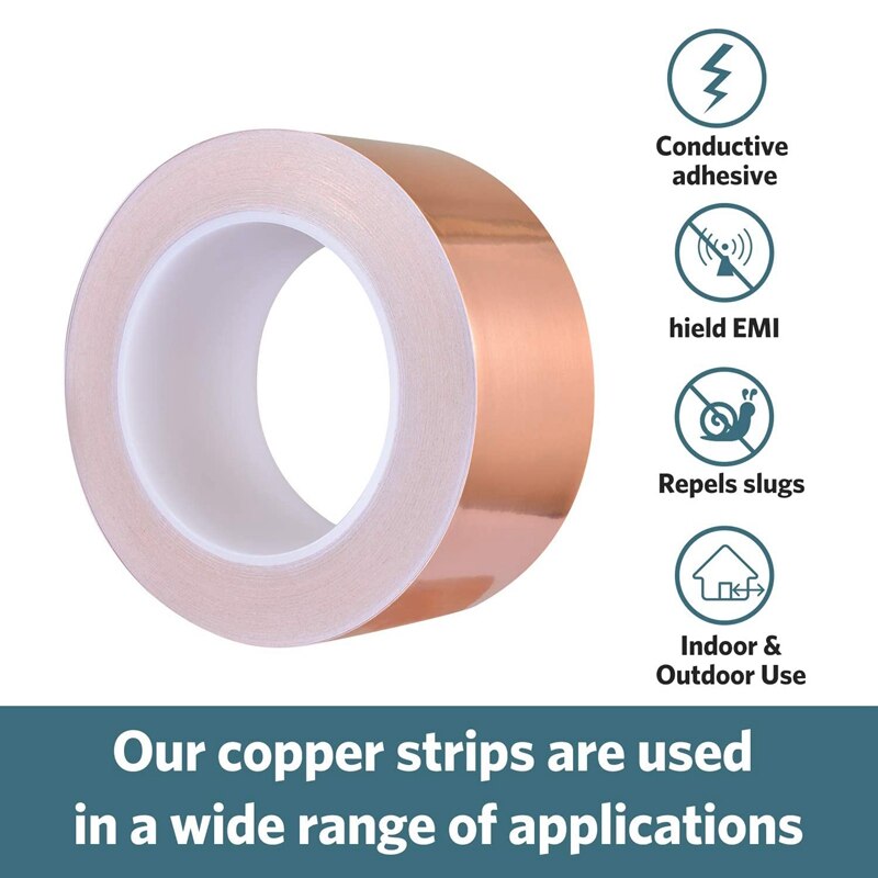 Copper Foil Tape 30mm x 50M for EMI Shielding Conductive Adhesive for Electrical Repairs,Snail Barrier Tape Guitar