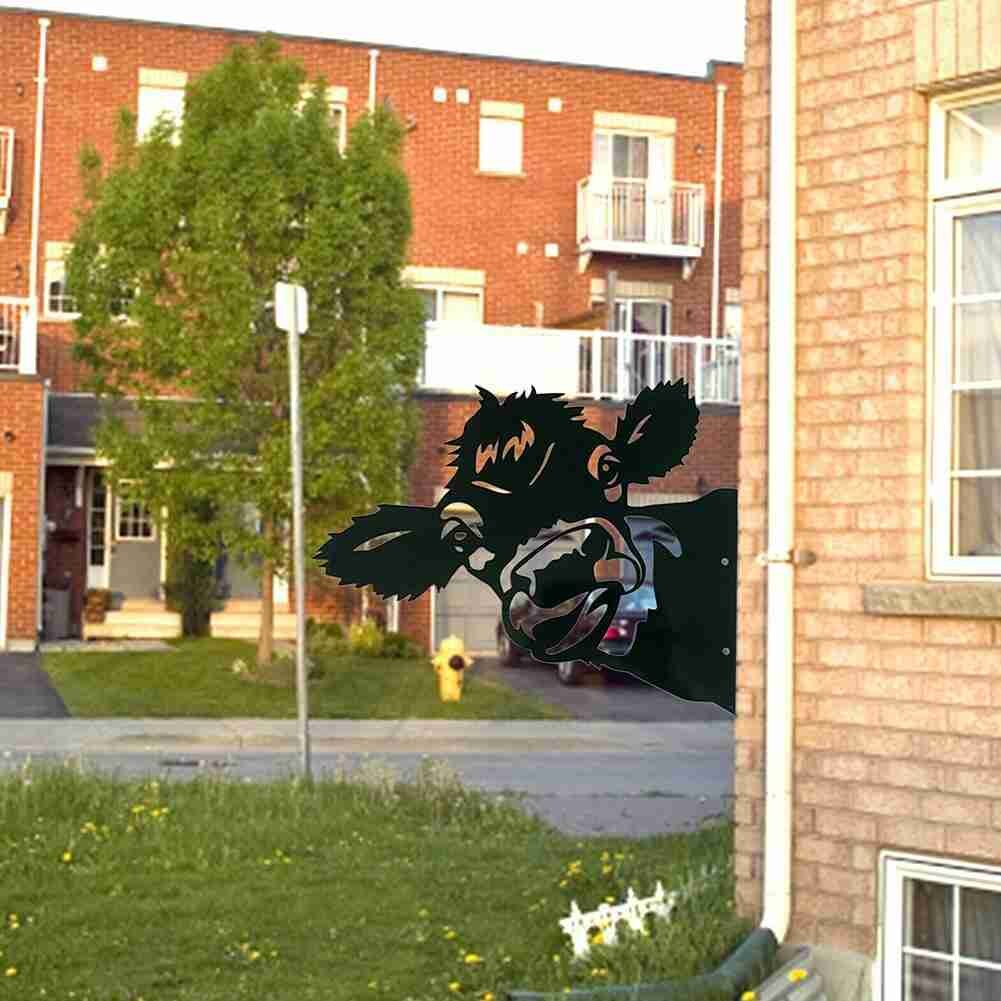 Figura de Animal de Metal para decoración de jardín, adorno de césped, árbol Manor, signo divertido, para exteriores, vaca, pato, gallo y cabra