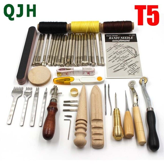Cuir artisanat outils Kit main couture couture poinçon sculpture travail selle poinçonnage outil de coupe: T5