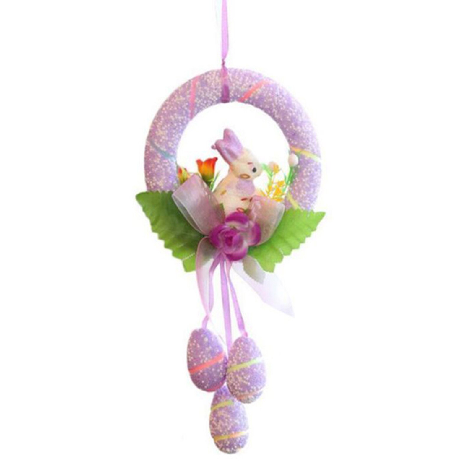 Easter Egg Decorations DIY Round Bunny Ring Egg Crafts For Family Kindergarden Ornaments B88: Purple