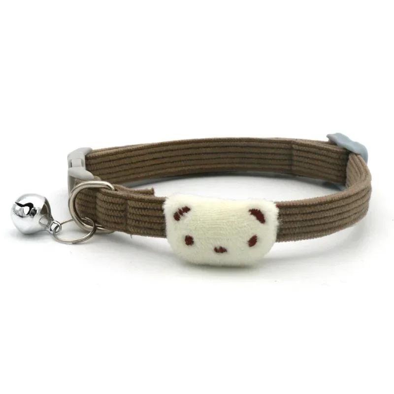Joli collier réglable pour animaux de compagnie, 2 pièces, ours de dessin animé, en peluche douce, avec cloche, accessoires pour petits chiens, collier pour chat, fournitures pour animaux de compagnie