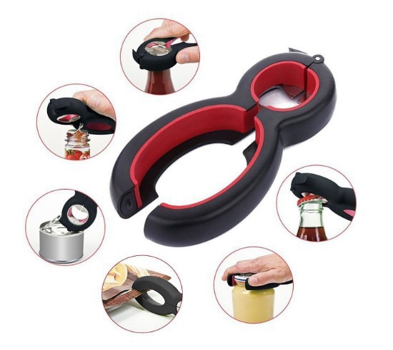 Multifunctionele 6 in 1 Multi Functie Kan Bier Flesopener Alle in Een Jar Grijper Kan Bier Deksel Twist Off jar Wijn Opener Claw