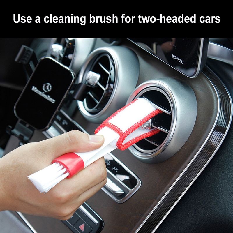 1pcs 2 In 1Car Brush Cleaning Tool Car Detailing Cleaning Car Air-conditioner Outlet Multi-purpose Brush Car Cleaning Tools