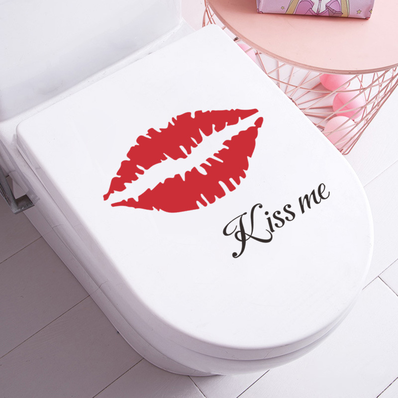 Autocollants de toilette Sexy lèvres rouges, Stickers muraux de décoration de la saint-valentin pour la maison, Stickers auto-adhésifs portables