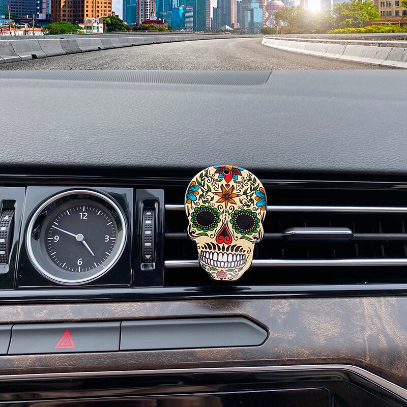 4*6cm Sugar Skull Auto Air Conditioner Outlet Decoration Perfume Clip Air Freshener Car Tuyere Fragrance Car Ornament 7 styles: 4