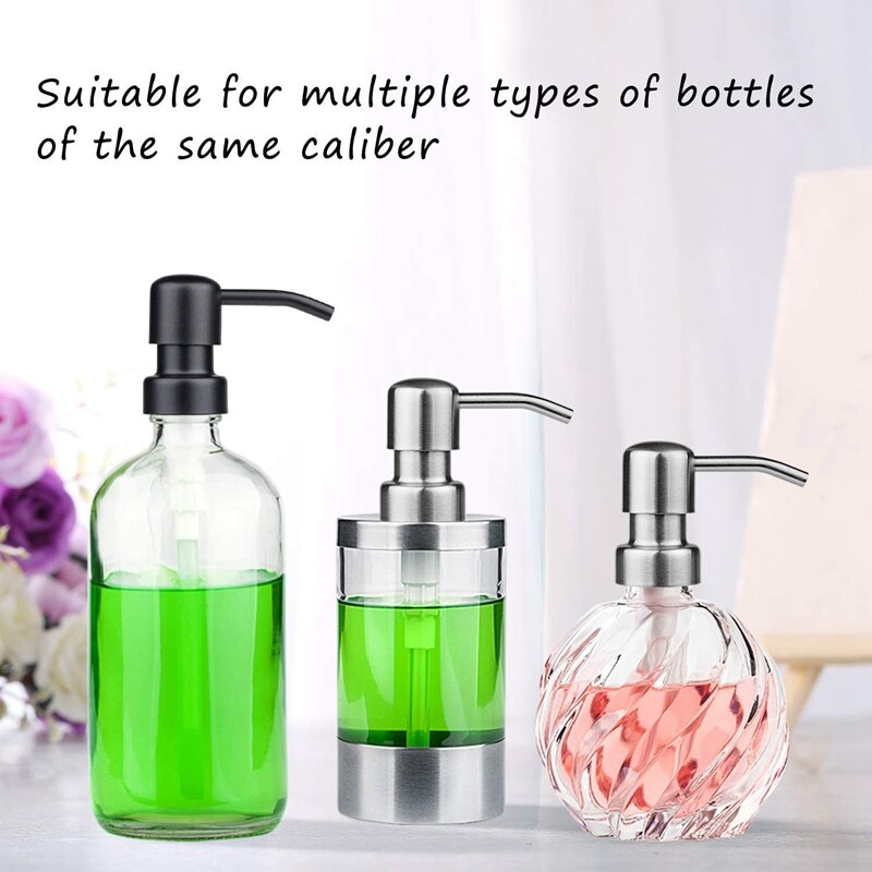 4 Pack Soap Dispenser Replacement Pump, Rust-Proof Stainless Steel Coated Pumps for DIY Lotion Dispensers 28mm