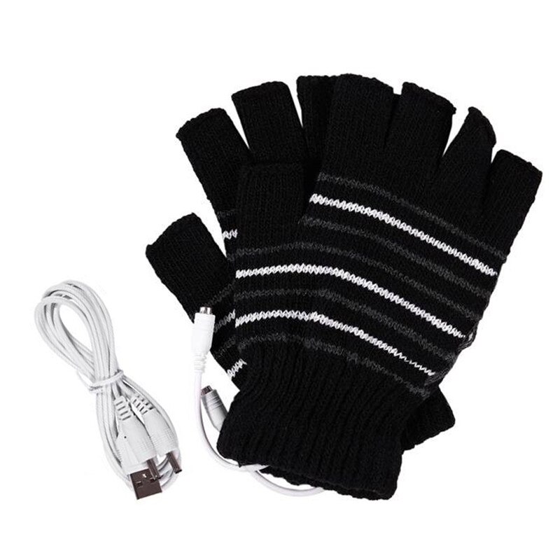 Vinter termisk fingerfri usb opvarmede handsker cykel handsker el opvarmning handsker opvarmet handske