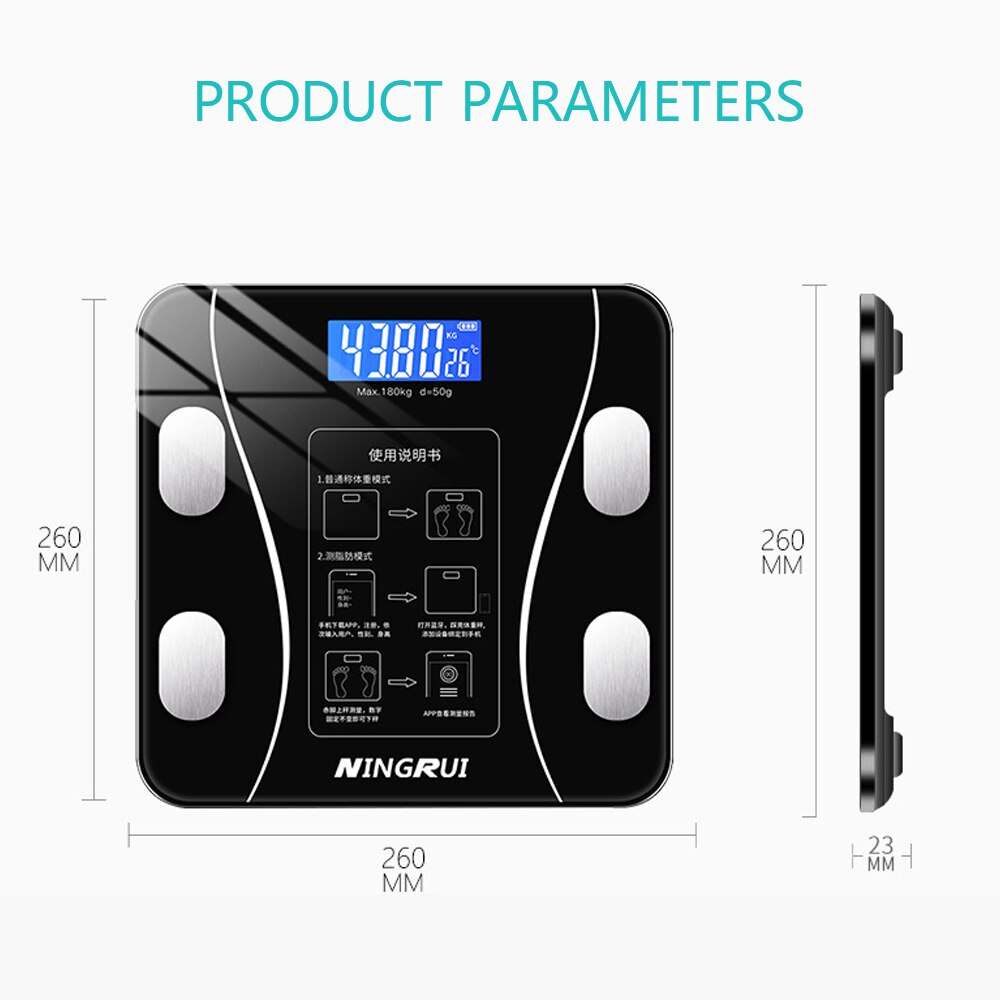 Bluetooth Body Fat Scale BMI Scales Smart Wireless Digital Bathroom Weight Scale Body Composition Analyzer Weighing Scale