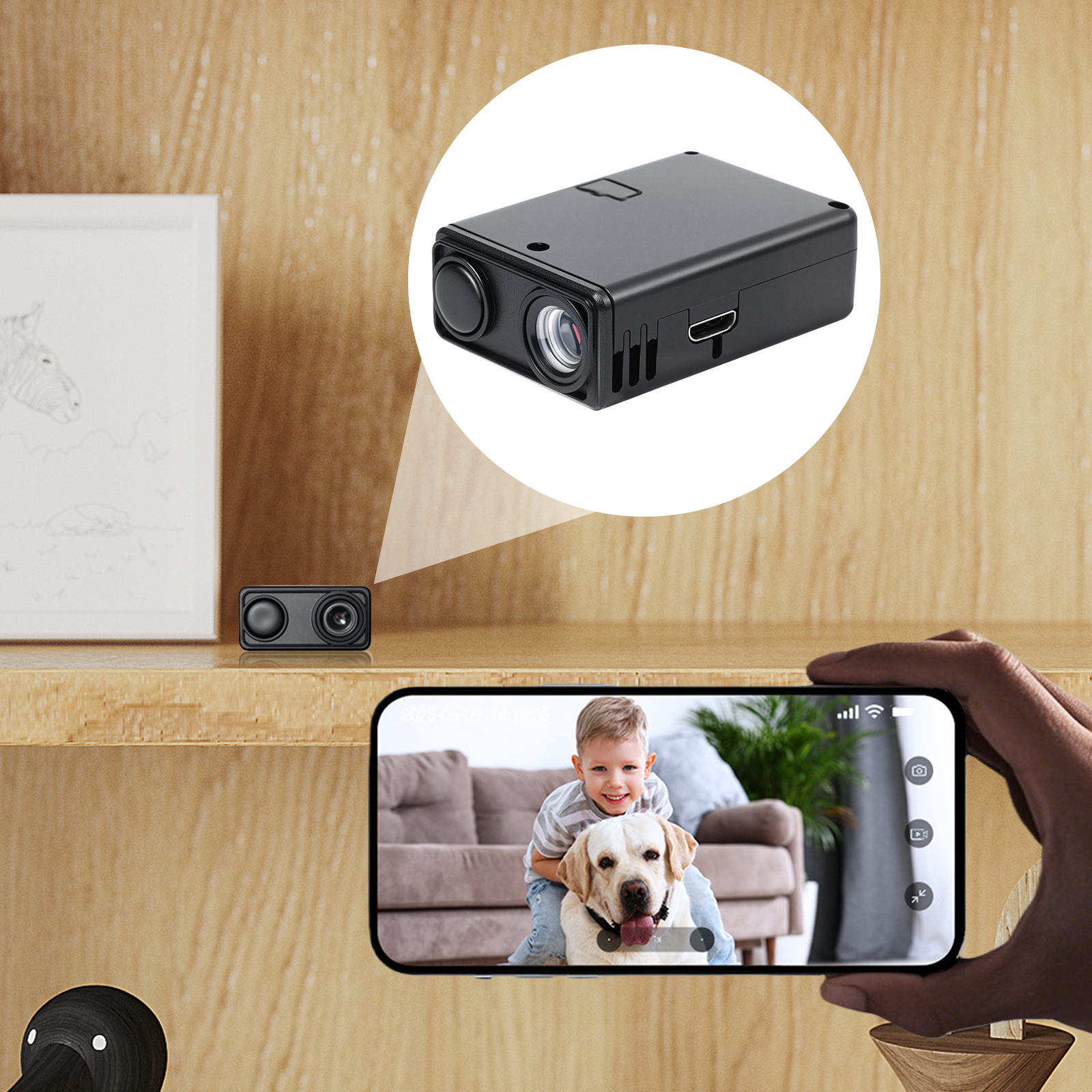 Miniaturowa kamera monitoringu 4K WiFi z detekcją ruchu, mała kamera robić monitoringu z zdalnym sterowaniem przez aplikację robić monitoringu domu.