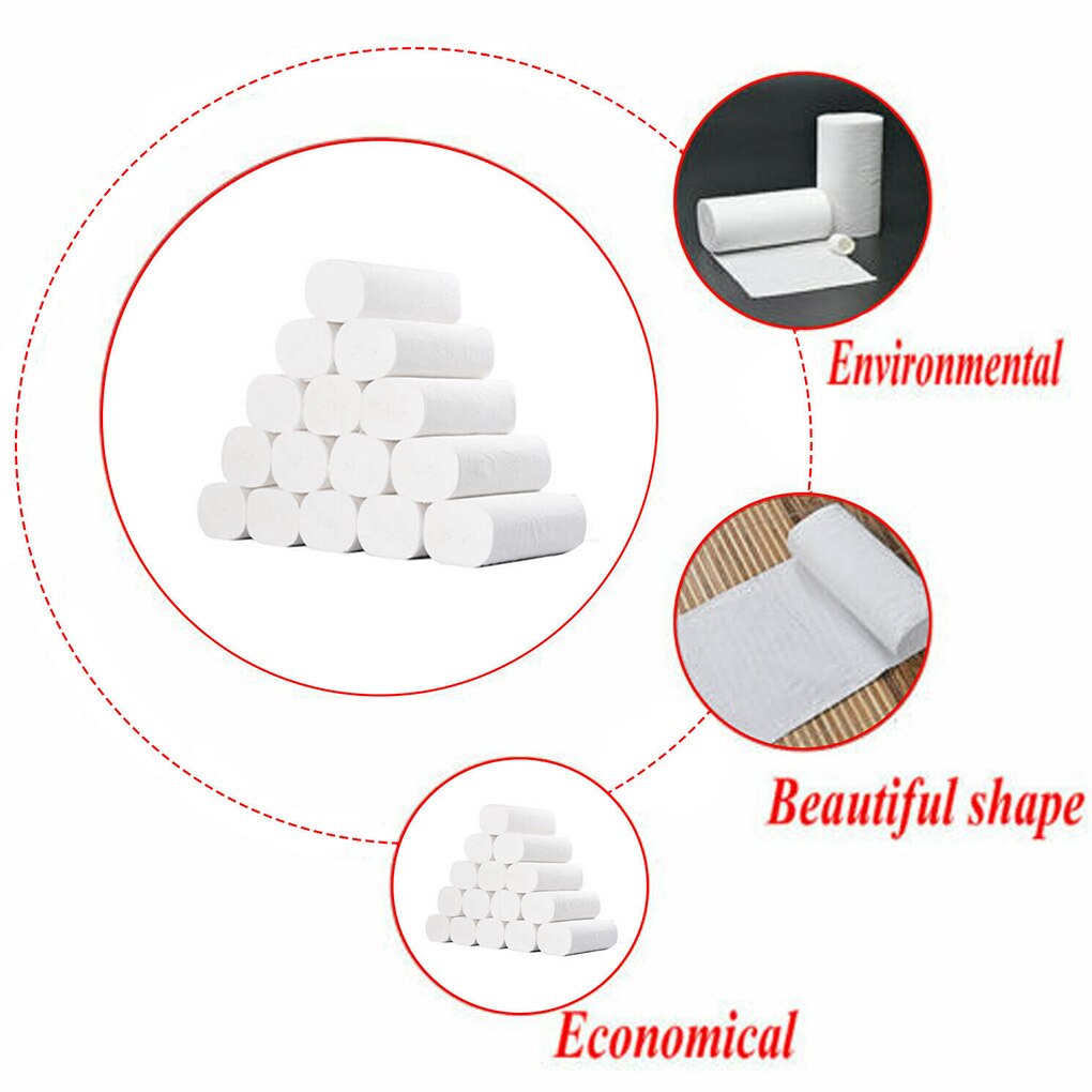 10 Rolls Toilet Paper Roll Home Hotel Paper Towel Restaurant Bathroom Washroom Soft Tissue Roll Wood Pulp Paper