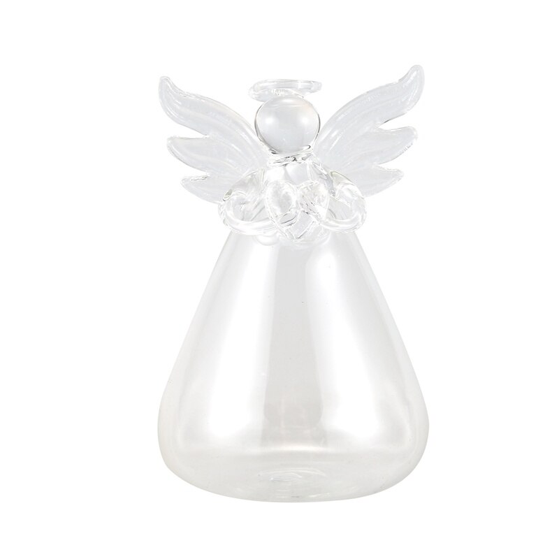 Set of 4 Cute Clear Glass Angel Shape Flower Plant Hanging Vase Wedding Decor: Default Title