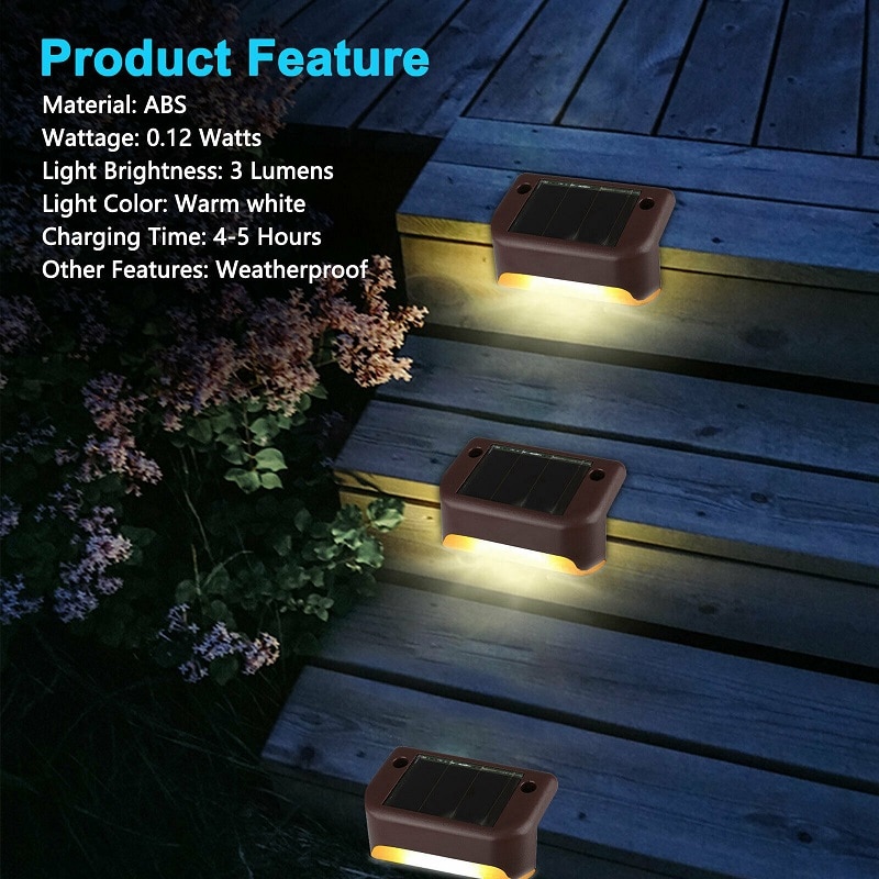 LED Solar Lamp Path Stair Outdoor Waterproof Wall Light Garden Landscape Step Stair Deck Lights Balcony Solar Fence Light