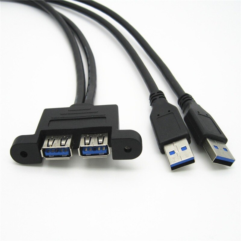 Hoge Snelheid Dual Port Usb 3.0 Man-vrouw Schroef Lock Panel Mount Uitbreiding Uitbreiding Bezel Datakabel Cord 0.3M/0.5M/1M/1.5M