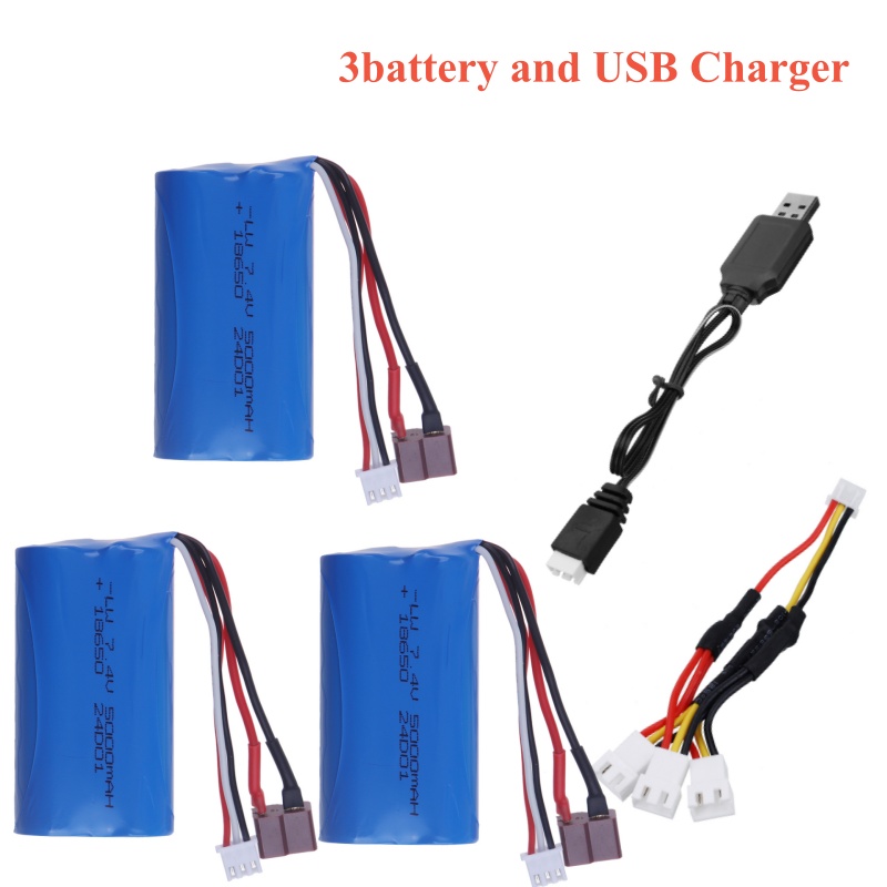 7.4V 18650 5000mAh 30C Lipo Battery for Wltoys 10428 /12428/12423 RC Car Parts 7.4v battery For Wltoys 144001 A959-B A969-B 9125: SKY BLUE