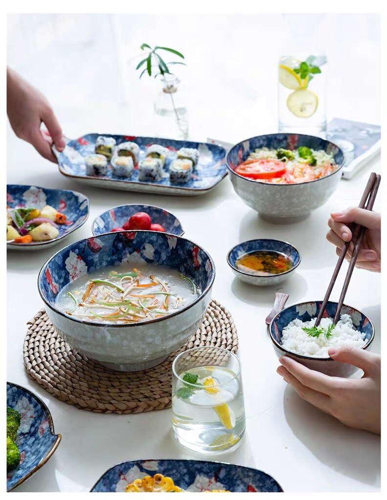 Japanse postorale keramische westerse borden visbord schotel rijst soep kom lepel set sushi servies