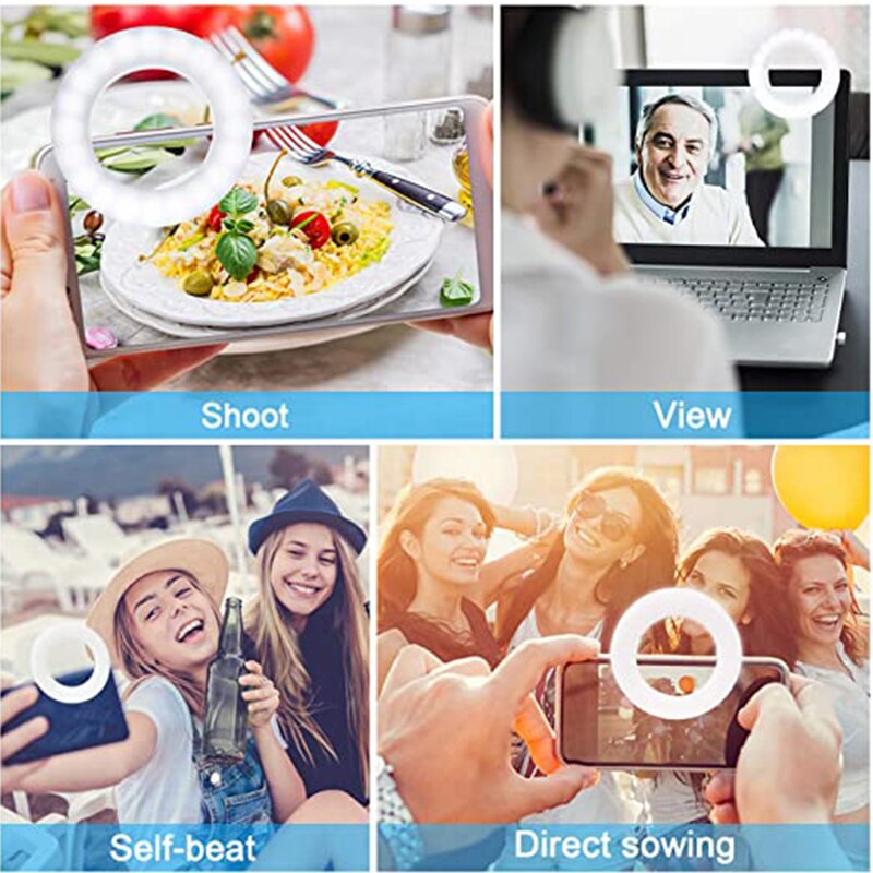 UPMOSTEK Selfie Led Ring Licht für Telefon Wiederaufladbare Blinkt Selfie Lampe Telefon Objektiv Kamera Clip für Alle Smartphone Foto Live