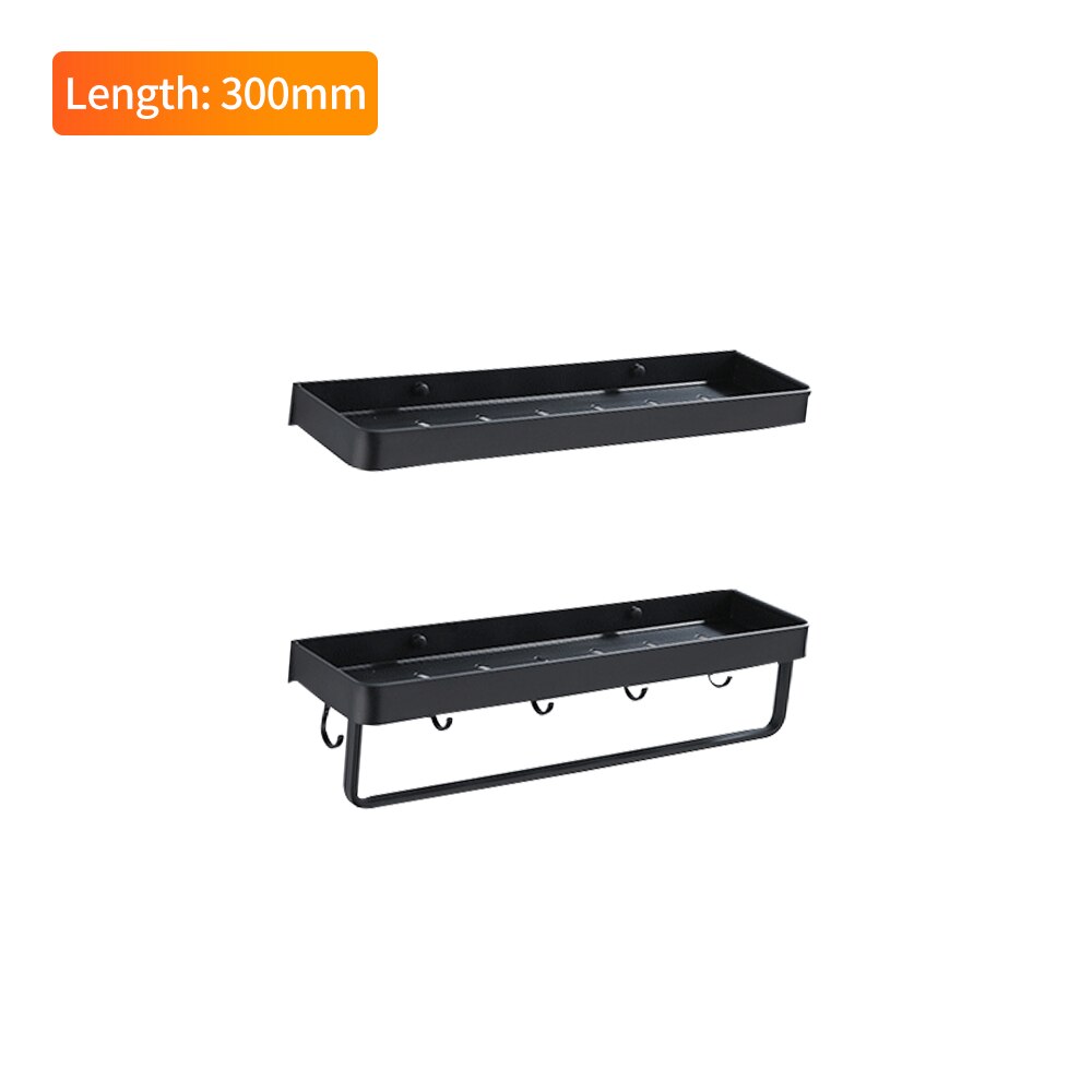 Badkamer Zwart Metalen Lange Muur Haak Planken Douche Rack Diy Coat Handdoek Plank Unit Ideeën Kleine Plank Organisator Opslag Planken: 30cm Shelf AB