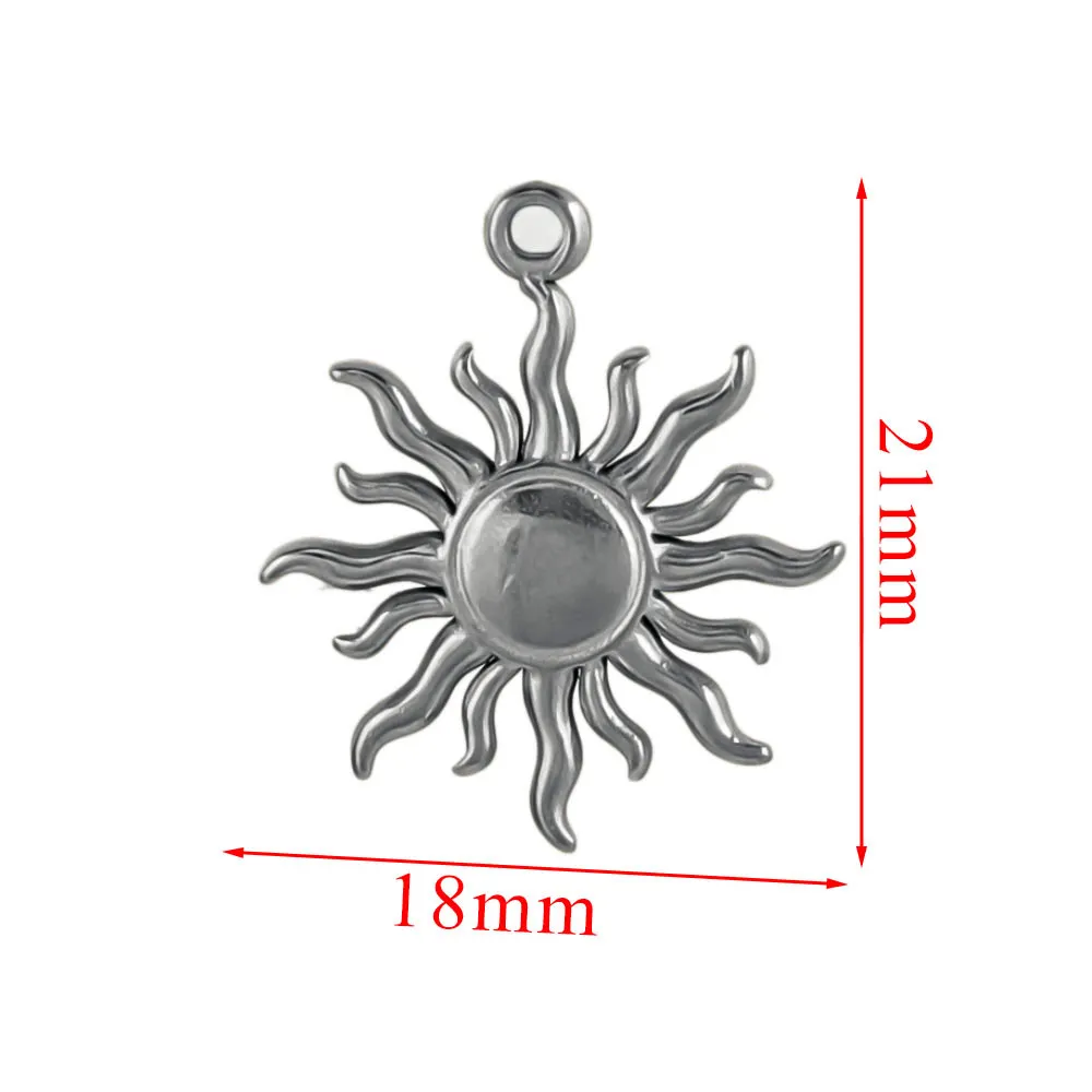 5 uds conectores de dijes de acero inoxidable corazón grande sol chapado en oro DIY collar pendientes joyería de materiales para hacer al por mayor: Amarillo limón