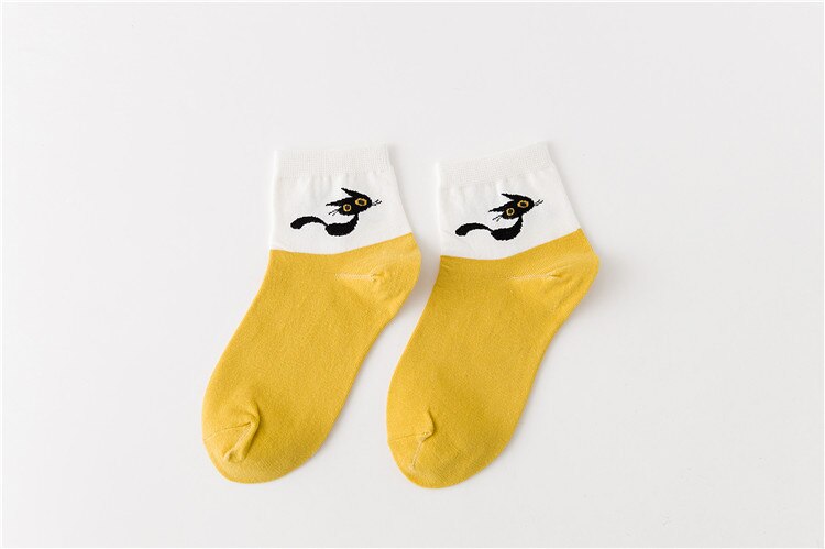 Cute Cat Women Socks Middle Tube Cartoon Cotton Socks for Girls: 019