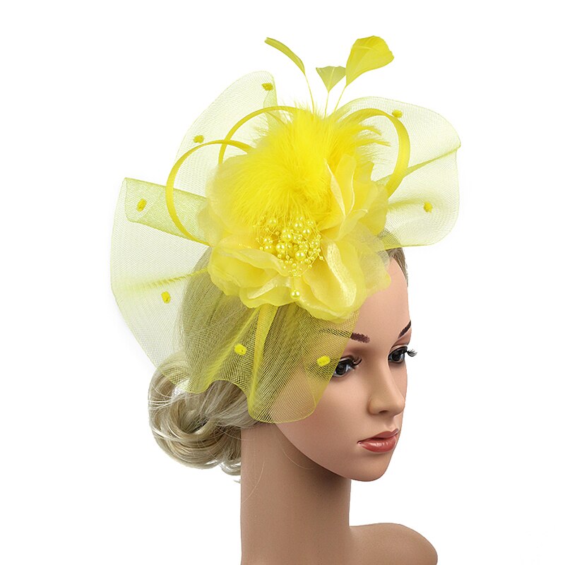 Fascinators Hat Flower Feather Net Mesh Kentucky Derby Tea Party Headwear with Hair Clip and Hairband for Women Purple Red Green