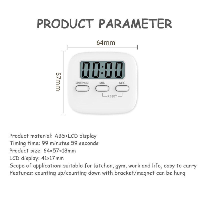LCD Digital Screen Timer Kitchen Timer Countdown Alarm Clock Reminder Counter Clock Home Multifunctional Tools