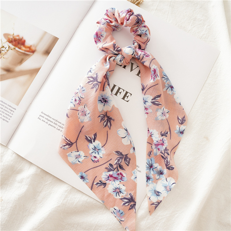estampado de leopardo lazo largo de satén cinta cola de caballo bufanda lazo para el cabello Scrunchies mujeres niñas bandas elásticas para el cabello accesorios para el cabello: Azul