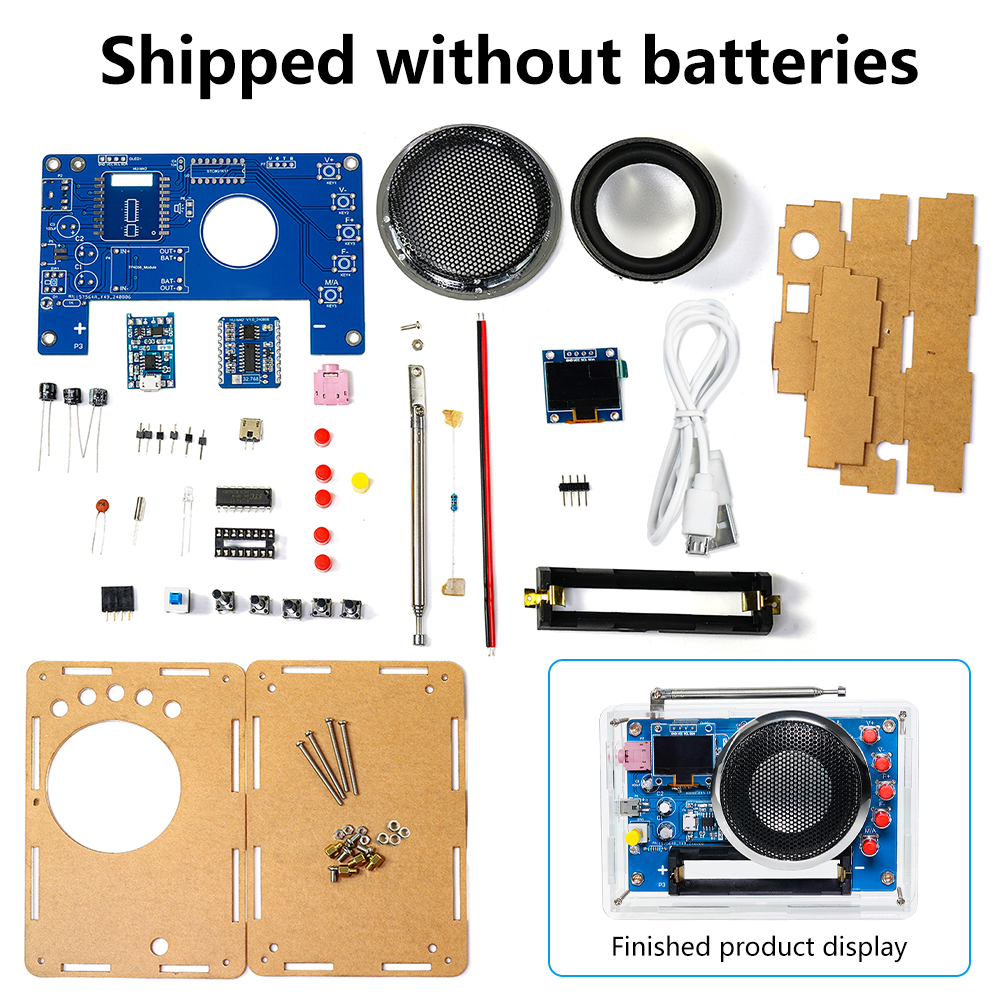 Kit electrónico de Radio FM DIY, frecuencia ajustable 87-108MHz, pantalla OLED, Kit de montaje de Radio, piezas electrónicas de soldadura DIY: Verde militar