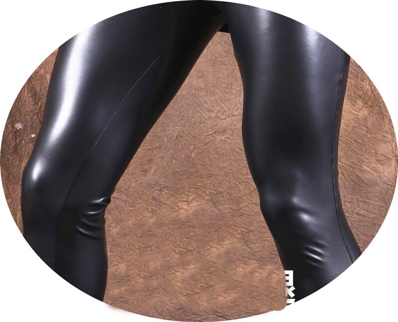 Plus size punk stil pencil bukser imiteret læder høj elastiske fritidsbukser mænd pu motorcykel fitness tøj skinny spodnie