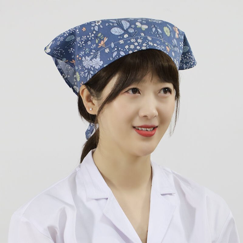 Gorro de cocina de algodón para Chef, pañuelo para la cabeza para mujer, aceite de cocina para el hogar, a prueba de humo, restaurante, servicio de comida, panadería, camarero, gorro de trabajo: Flower