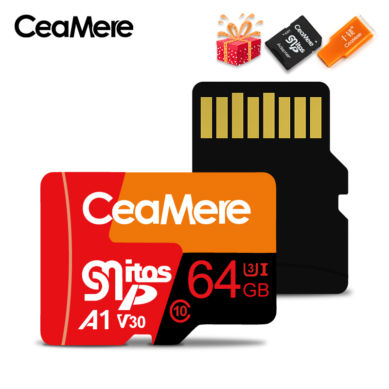 CeaMere Memory Card 256GB 128GB 64GB U3 UHS-3 32GB Micro sd card Class10 UHS-1 flash card Memory Microsd TF/SD Cards for Tablet: 64GB