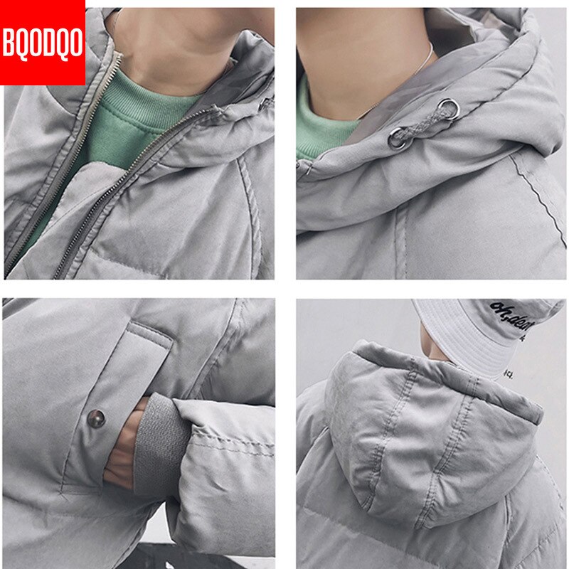 90%  vita dunjacka vinter män varma japanska koreanska casual snöjackor lösa hiphop streetwear harajuku kappor