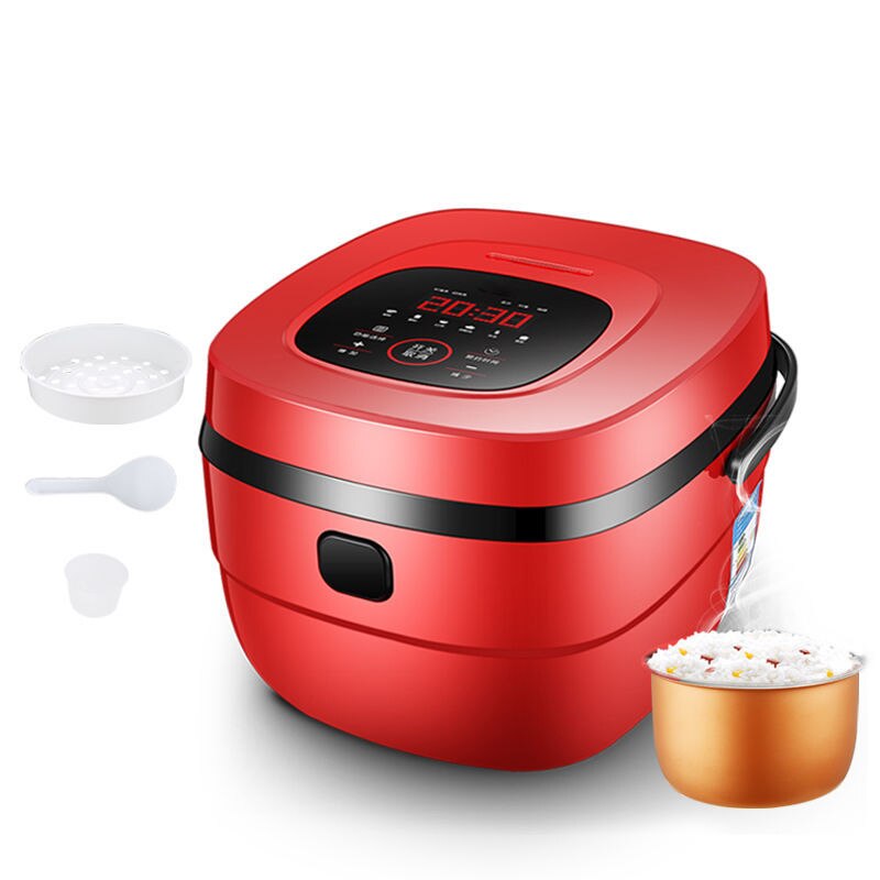 220V 5L Electric Pressure Cooker Household Multi-Function 5 Liter Soup Rice Cooking Machine Non-stick Liner For 2-8 Person: Red B / With UK Converter