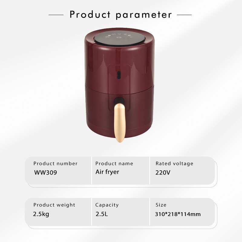 Air Fryer No Oil Home Intelligent 2.5L Large Capacity Multifunction Electric Deep Fryer Without Oil