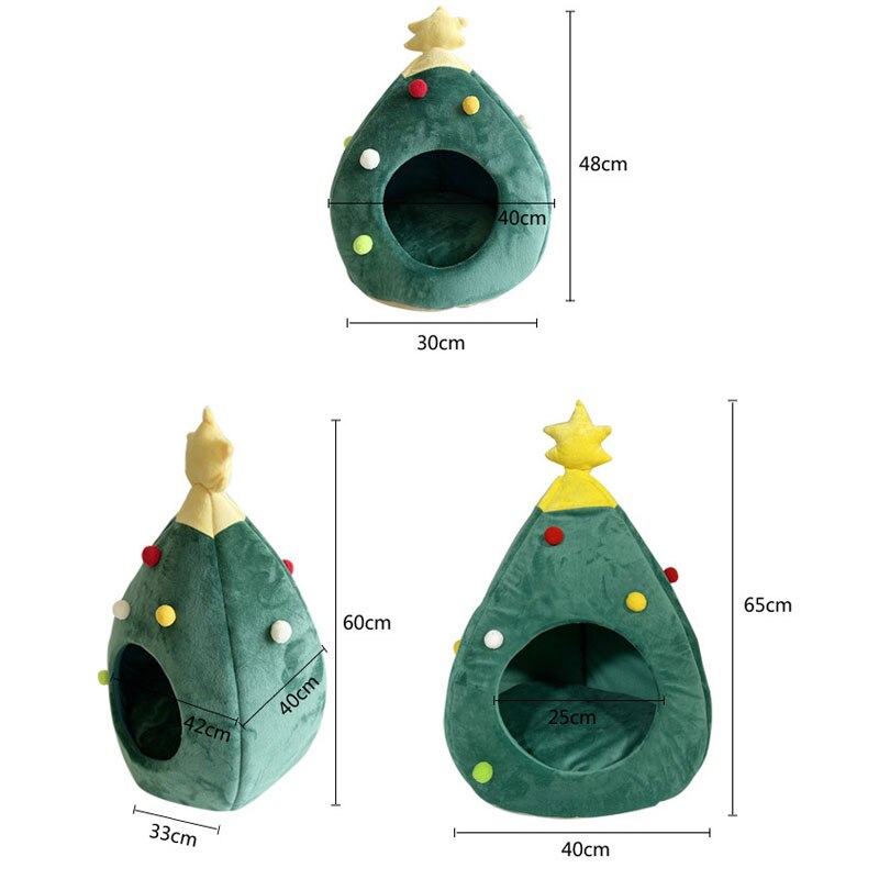 Kerstboom Bed Voor Katten Puppy Honden Warming Kat Cave Home Teddy Yorkies Slapen Mand Winter Dierbenodigdheden Verwijderbare Kussen