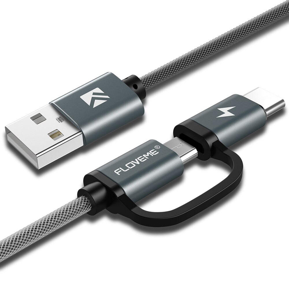 FLOVEME 2 w1 mikro USB szybka ładowarka przewodowa ładowania rodzaj USB C CableType-C kabel robić Samsung Xiaomi Oneplus Huawei P9 QC3.0 2.8A: Default Title