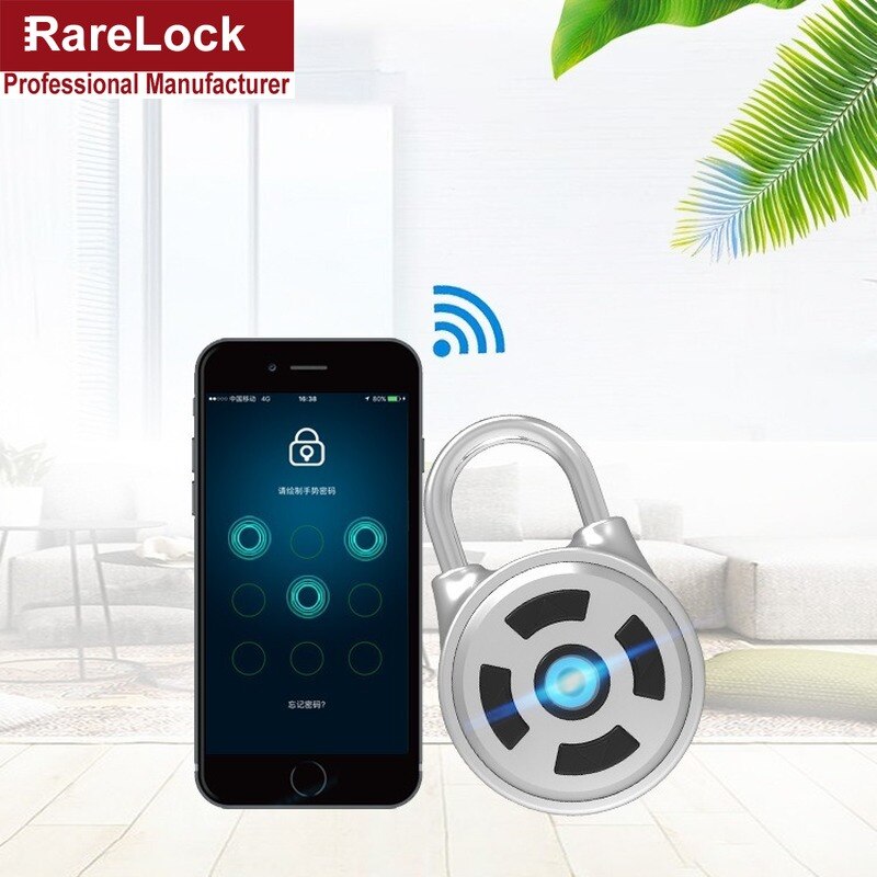 Smart dør hængelås skab lås bluetooth adgangskode mobiltelefon app rejsetaske skole gym kabinet rarelock  lk1012 i