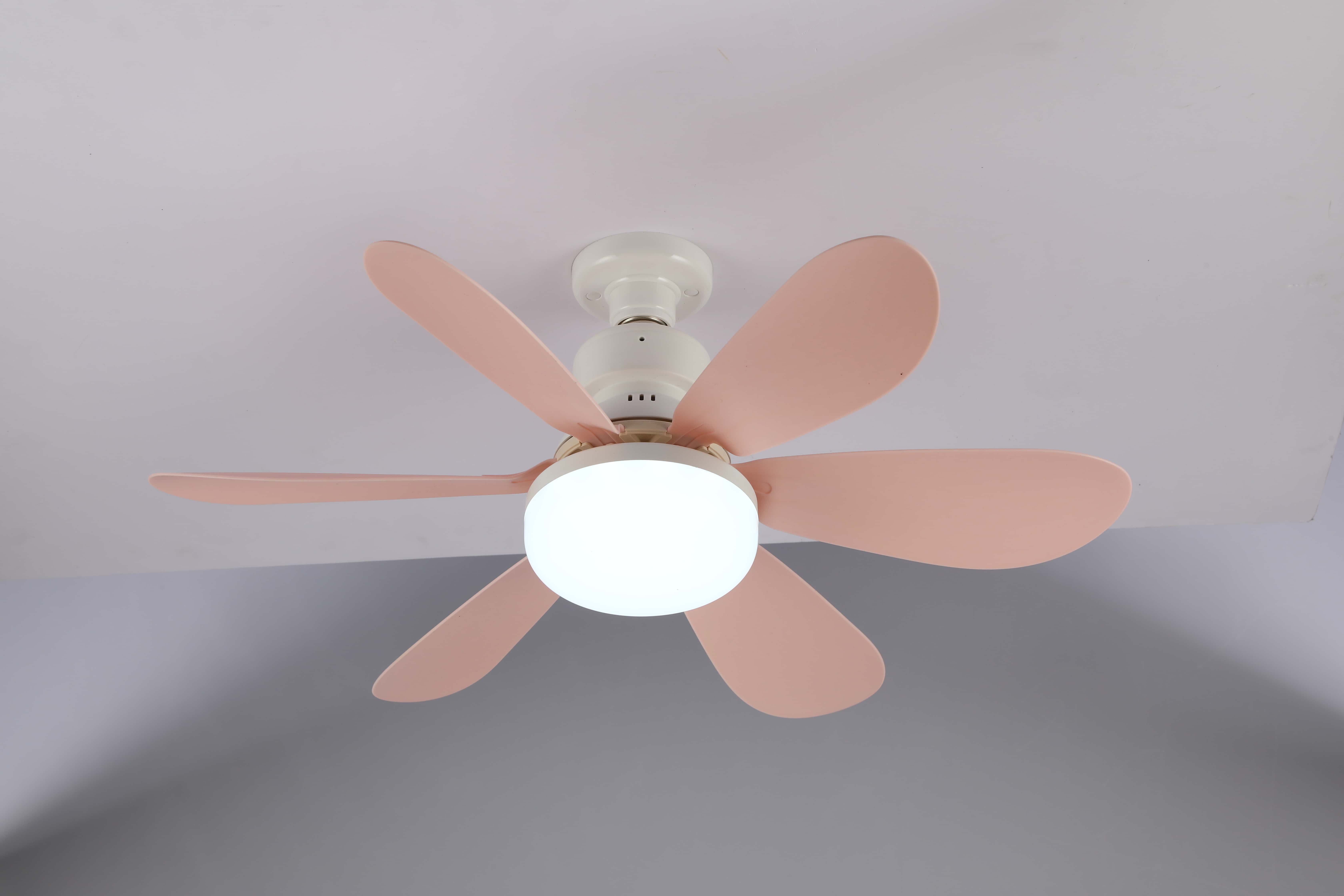 Ventiladores de techo Luz E27 LED 40W con función de atenuación remota Luz de ventilador de techo para dormitorio Garaje Estudio Cocina y uso doméstico: Rosa